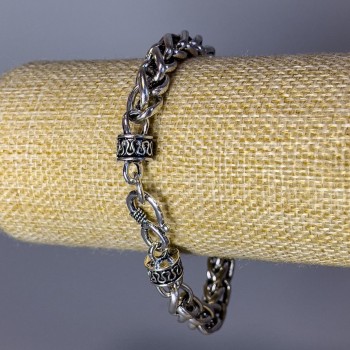 Bracelet-chain 'Lock' silver metal 6x8 mm links, 8 mm thickness, length 21 cm +