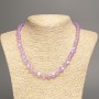 Opal Glass Necklace Purple Matte Chameleon, Smooth Beads, Diameter 8 mm, Length 49 cm