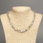 Opal Glass Necklace in Gray Matte Chameleon with Smooth Beads, 8mm Diameter, 49cm Length