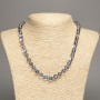 Opal Glass Necklace, Grey Chameleon, Smooth Beads, 8 mm Diameter, 49 cm Length