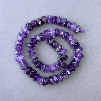 Amethyst Beads, Natural Gemstone, Faceted Rondelles on Thread, Diameter 10×7 mm ±, Length 39 cm ±
