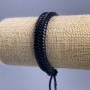 Bracelet, length 18-25 cm, thickness 11 mm, eco-leather, black, with a buckle