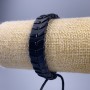 Bracelet, length 18-25 cm, thickness 14 mm, eco-leather, black color, with adjustable closure