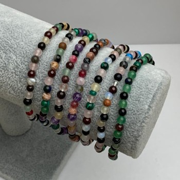 Bracelet 'Assortment' made of natural stone with smooth beads, diameter 4.5 mm, length 18 cm (stretch)