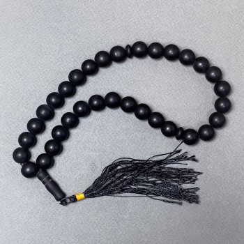 Shungite Prayer Beads (Synthetic) Smooth Beads 12 mm Diameter, 33 Beads, with Shungite Inserts
