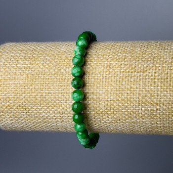 Bracelet of Chrysoprase (artificial acrylic) smooth beads, 6.5 mm diameter, 18 cm length (stretch)