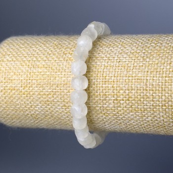 Rock Crystal Bracelet, natural stone, faceted cube beads, diameter 7.5 mm, length 18 cm (stretch)