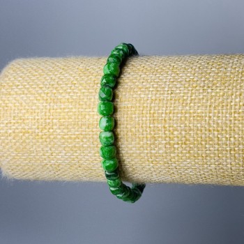 Chrysoprase bracelet, natural stone, faceted cube, diameter 5.5 mm, length 18 cm (stretch)