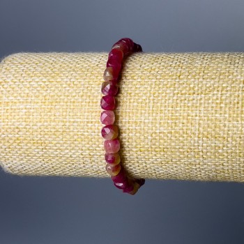 Polychrome Tourmaline Bracelet with Faceted Cube, diameter 7 mm, length 18 cm (stretch)