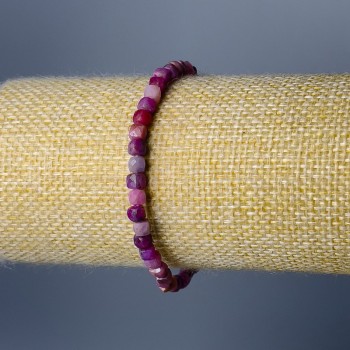 Tourmaline bracelet with natural stone, faceted cube, 4mm diameter, 18cm length (stretch)