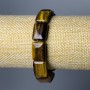 Tiger's Eye Bracelet natural stone rectangular link, 13x18 mm, length 18 cm (stretch)
