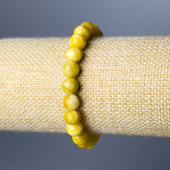 Yellow Jadeite Bracelet — smooth beads, 8.5 mm diameter, 18 cm length (stretch)