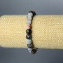 Bracelet 'Assortment' with natural stone, faceted cube, 7 mm diameter ±, length 18 cm (stretch)