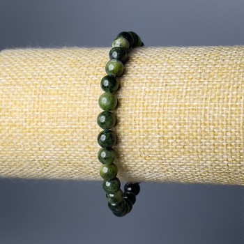 Diopside Bracelet, natural stone, smooth beads, diameter 6.5 mm, length 18 cm (stretch)