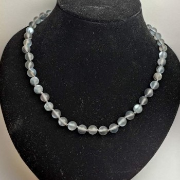 Gray matte opal glass necklace 8mm