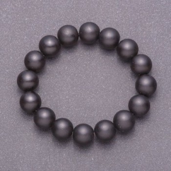 Synthetic Shungite Bracelet, Smooth Beads 12mm, Length 18cm (Elastic)