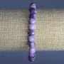 Lepidolite bracelet, natural stone, faceted cube beads, 7 mm diameter, 18 cm length (stretch)