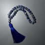 Sodalite Rosary Beads, Natural Stone, Smooth Round Beads, 8.5 mm Diameter, 33 Beads, with Metal Inlays
