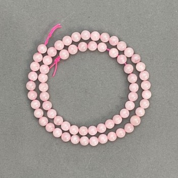 Rose Quartz Beads, Natural Stone, Smooth Round Beads, 6.5 mm Diameter, 38 cm Length
