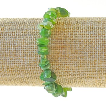 Jadeite bracelet with natural stone chips, 9x3 mm diameter, 18 cm length, stretch