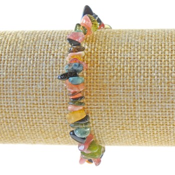 Tourmaline bracelet with natural stone chip, diameter 7×3 mm, length 18 cm (stretch)