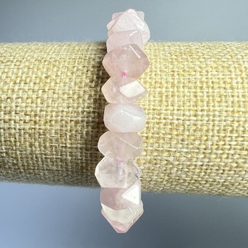 Bracelet Pink Quartz natural stone faceted rondelle beads, diameter 10x7 mm, length 18 cm (stretch)