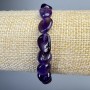 Natural Amethyst Bracelet with Faceted Beads, 9x11 mm Diameter, 18 cm Length (Stretch)