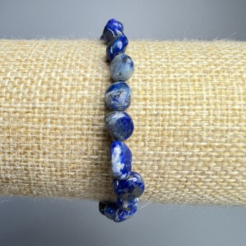 Bracelet with natural Lazurite, faceted beads, 6–9 mm diameter, 18 cm length (stretch)