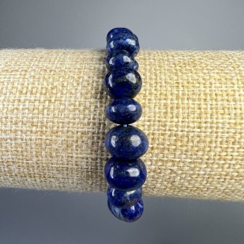 Bracelet with natural lapis lazuli, large faceted beads, diameter 10x7 mm ±, length 18 cm ± (stretch)