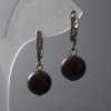 Garnet Earrings, Natural Stone, Smooth Ball, 12mm Diameter ±, English Clasp, 33mm Length ±