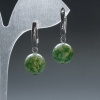 Moss Agate Earrings, Smooth Ball, 12.5 mm diameter, English clasp, 33 mm length