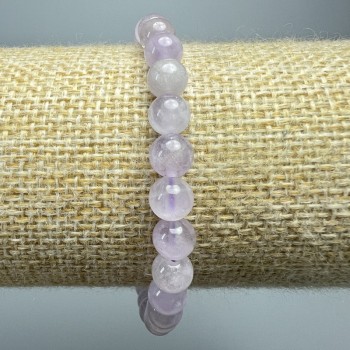 Bracelet of Lavender Amethyst, natural stone smooth beads, diameter 6.5mm, length 18cm (stretch)