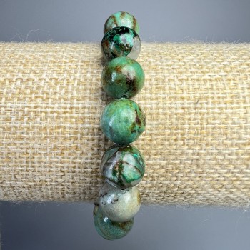 Chrysocolla bracelet with natural stone, smooth beads, 10 mm diameter, 18 cm length (stretch)