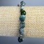 Mossy Agate Bracelet, natural stone, faceted beads, diameter 7×9 mm, length 18 cm (stretch)