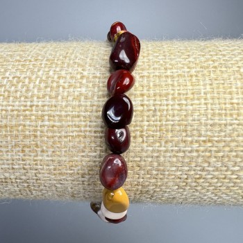 Mookaite Jasper Bracelet, natural stone, faceted beads, 6x9mm diameter ±, length 18cm ± (stretch)