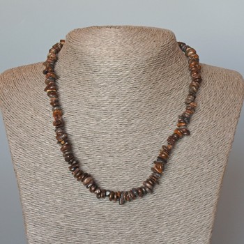 Bronzite bead necklace, natural stone chips, 7x2 mm diameter, 47 cm long
