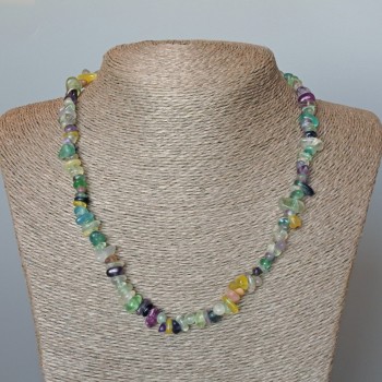 Fluorite necklace, natural stone, faceted beads, diameter 9x4 mm, length 48 cm ±