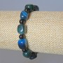 Blue-green agate bracelet with natural stone bars, 9×12 mm diameter, smooth beads, 6 mm diameter, length 18 cm (stretch)