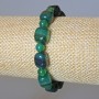 Green Agate Bracelet, natural stone, bar beads 9x12 mm ±, smooth round beads 6 mm ±, length 18 cm ± (stretch)