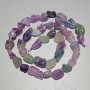 Fluorite beads, natural unpolished stone, nugget-style, 8×10 mm, about 38 cm on a thread