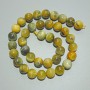 Yellow-Gray Cat's Eye Beads, Natural Stone, Smooth Round Beads, Diameter 10.5 mm, Length 39 cm on Thread