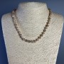 Selenite necklace with natural stone faceted beads, 6 mm diameter, 49 cm length