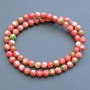 Beads 'Variscite' (synthetic acrylic) pink, white and green smooth round beads, 6.5 mm diameter, 40 cm length ± on beading thread