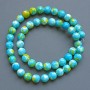 Beads 'Variscite' (synthetic acrylic) blue, white and yellow smooth beads, 8.5 mm diameter, about 40 cm long on a beading thread