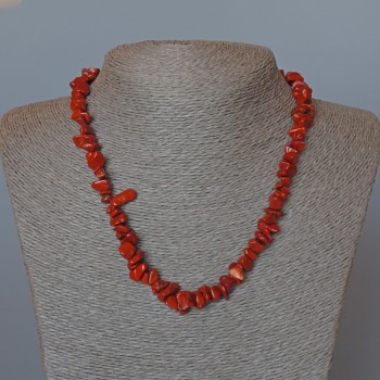 Red Jasper Necklace, natural stone chip, 8x3 mm, length 46 cm