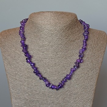 Natural Amethyst Necklace with Faceted Beads, 8x4 mm, 47 cm length