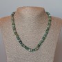 Natural green jasper necklace with faceted beads, 8x3 mm diameter, 48 cm length