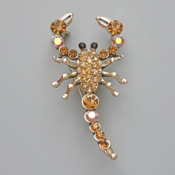 Scorpion Brooch-Pendant with Yellow Crystals