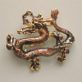 Dragon Brooch-Pendant with brown enamel, gold-tone metal 47x41mm