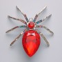 Spider brooch-pendant with red crystal, multicolored rhinestones, silver-toned metal 56x64mm